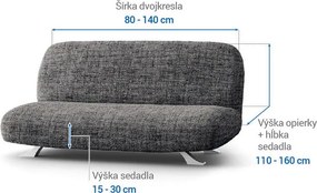 Bielastické poťahy VITTORIA šedá dvojkreslo s drevenými rúčkami (š. 80 -140 cm)