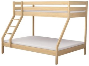Poschodová posteľ z masívu DENIS vr. oboch roštov - 200x90/140 cm - prírodné