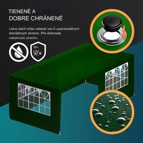 InternetovaZahrada Párty stan Rimini 3x6 m - bočné steny + oblúkové okná - zelená