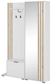 Šatníková skriňa Nelly do predsiene so zrkadlom a vešiakmi, biela