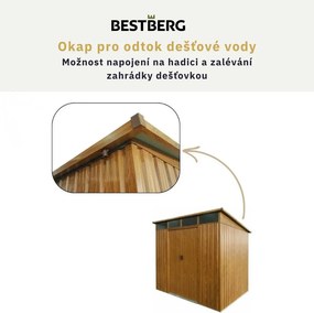Záhradný domček BestBerg ZDSL-4D / 4,6 m² / 238 x 194 x 202 cm / dekor červené drevo / hnedá
