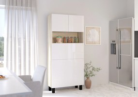 PC stolík Home (biela lesklá + dub sonoma). Akcia -22%. Vlastná spoľahlivá doprava až k Vám domov. 1124934