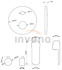 Invena Siros, podomietková 2-výstupová batéria (teleso+krytka), chrómová, INV-BP-90-CO2-A