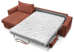 Menčestrová rozkladacia rohová pohovka v tehlovej farbe (variabilná) Augustin – Bobochic Paris