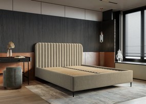 ČALÚNENÁ POSTEĽ ZOE 140 x 200 RIVIERA 21 BÉŽOVÁ ZAMATOVÁ LÁTKA