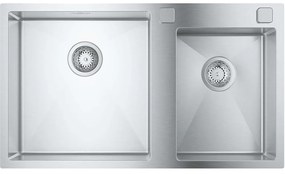 GROHE K700 nerezový dvojdrez s excentrom, ľavý, horná montáž/do roviny, 860 x 500 mm, kartáčovaná nerezová oceľ, 31855SD0