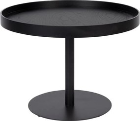 Čierny okrúhly konferenčný stolík s doskou v dubovom dekore ø 56 cm Yuri M – White Label