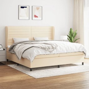 Boxspring posteľ s matracom krémová 200x200 cm látka 3128074