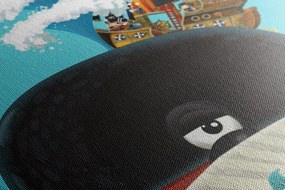Obraz plávajúca veľryba s pirátskou loďou