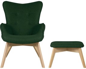 Tmavozelené kreslo s podnožkou Niko – Ropez