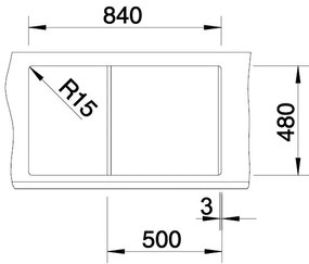 Blanco Metra 5 S, silgranitový drez 860x500x190 mm, 1-komorový, biela, BLA-513205