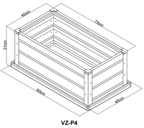 Vyvýšený záhradný záhon so základňou BestBerg VZ-P4 / 80 x 45 x 31 cm / šedá