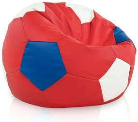 Sedací vak Futbal červený / modrý / biely, ekokoža