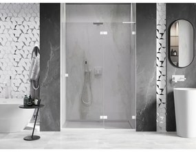 Mexen Lunar L, Otočné pravé sprchové dvere 130 cm, 8mm číre sklo, biely profil, 834L-130-000-20-00-P