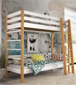 Drevená poschodová posteľ ZUZA 80x190 cm biela / čierna