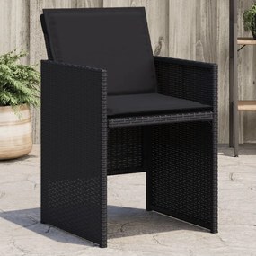 Záhradné stoličky so sedákmi 4 ks čierne polyratanové 4007436