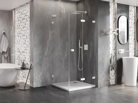 Mexen Lunar-F L, 1-krídlový sprchový kút so skladacími dverami, pravý, 80 x 80 cm, 8mm číre sklo, biely profil, 836L-080-080-20-00-P