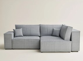 Sivá menčestrová rozkladacia/s úložným priestorom rohová pohovka (pravý roh/do L) Tonga – Maison de Rêve