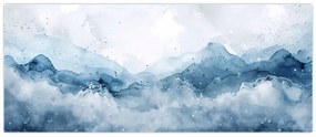 Obraz - Mraky a vlny, akvarel (120x50 cm)