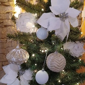 DECOLED Vianočná ozdoba, d. 8 cm, biela, trblietavá