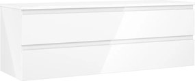 Mexen Orio, kúpeľňová skrinka 140 cm s hornou doskou, 2 zásuvky, biela lesklá, 91A10-14047-2-BFFC00