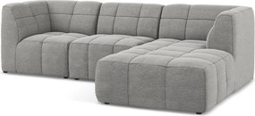 Sivá rohová pohovka z textílie buklé (pravý roh/s leňoškou) Aloha – Makamii