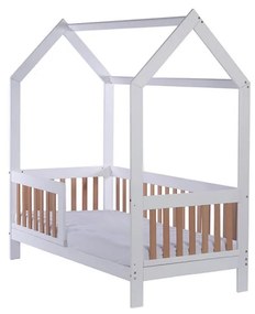 Detská buková posteľ so zábranou Drewex Casa Bambini 160x80x174 cm