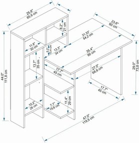 Pracovný stôl Bugra Anthracite and Oak