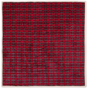 Plyšová károvaná obojstranná deka, červená