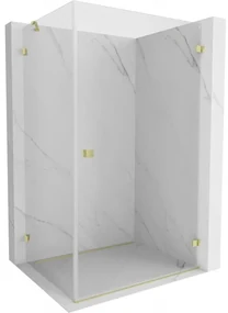 Mexen Lunar-B, pravostranný výklopný sprchový kút 90 x 70 cm, 8mm číre sklo, zlatý kartáčovaný - 832-090-070-55-00-P