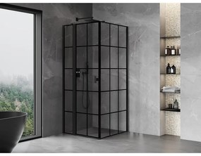 Mexen Mist T, sprchový kút s krídlovými dverami, ľavý, 95 x 95 cm, 8mm číre sklo, čierny profil, 8A4T-095-095-70-77-L