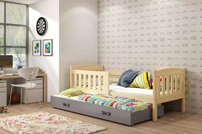 Interbeds Jednolôžková posteľ Kubus3 Prírodná pre teenagerov 160x80 s matracom, rozkladacia - grafitová