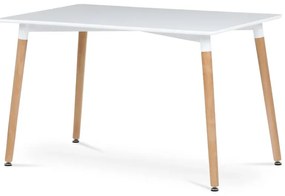 Stůl jídelní 120x80x76 cm, MDF, masiv / kovová kostrukce, bílá