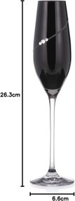 Diamante poháre na šampanské Silhouette City Black s kamienkami Swarovski 210ml 2KS
