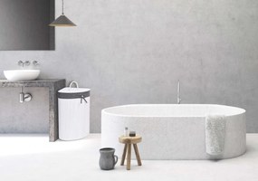 Bambusový kôš na bielizeň 60 l biely/sivý