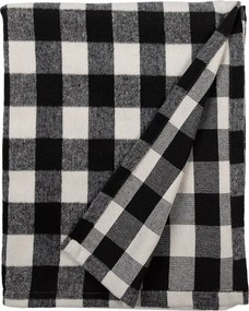 Čierno-biely károvaný plyšový pléd - 130*170 cm