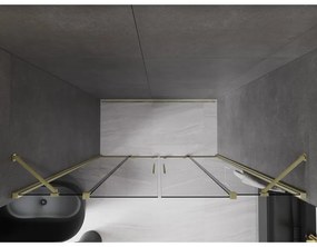 Mexen Velar Duo, posuvné sprchové dvere do otvoru 200 cm, 8mm šedé sklo, zlatá matná, 871-200-000-42-55