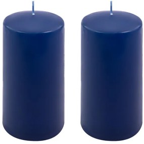 Sada stĺpových sviečok, 15 cm, Ø 7,5 cm, modrá, 2 ks