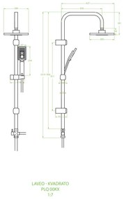 Laveo Kvadrato, sprchová súprava nástenná, chrómová, LAV-PLQ_00KX