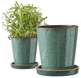 Kameninový obal na kvetináč ø 10 cm Gastro Green/Black – Bitz