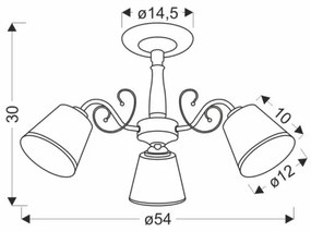 Luster na tyči LOSANNA 3xE14/40W/230V mosadz