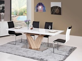 Rozkladací jedálenský stôl LANCE biely + dub sonoma
