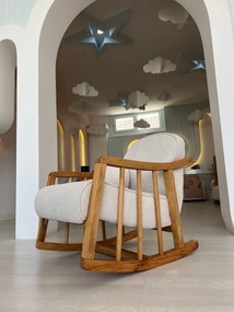 Dětské houpací křeslo Kleamini bílé/hnědé