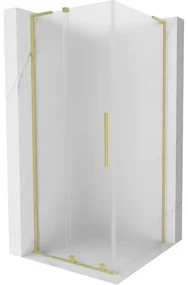 Mexen Velar L, sprchový kút s posuvnými dverami 120 x 120 cm, 8mm sklo námraza, zlatá matná, 871-120-120-33-55