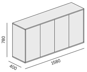 PLAN Kancelárska skrinka s dverami LAYERS, dlhá, 1582 x 400 x 777, dub prírodný / dub morený