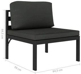 vidaXL 6-dielna záhradná sedacia súprava+podložky, hliník, antracitová 49230