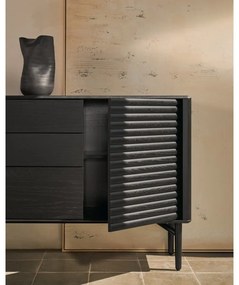 Čierna komoda v dekore duba 200x86x45 cm Lenon – Kave Home