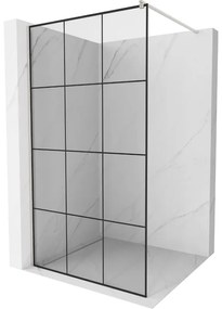 Mexen Kioto, sprchová zástena Walk-In 110 x 200 cm, 8mm číre sklo čierny vzor, brúsená oceľ profil, 800-110-101-97-77