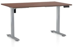 Výškovo nastaviteľný stôl OfficeTech B, 120 x 80 cm, sivá podnož, orech