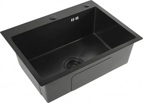 Rea Liam, oceľový kuchynský drez 530x450x200mm + sifón, čierna matná, ZLE-06008